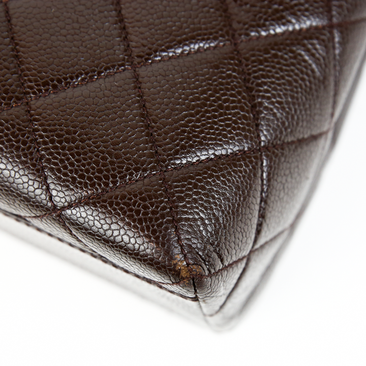 Chanel Chocolate Brown Caviar Kelly Vintage Top Handle Bag