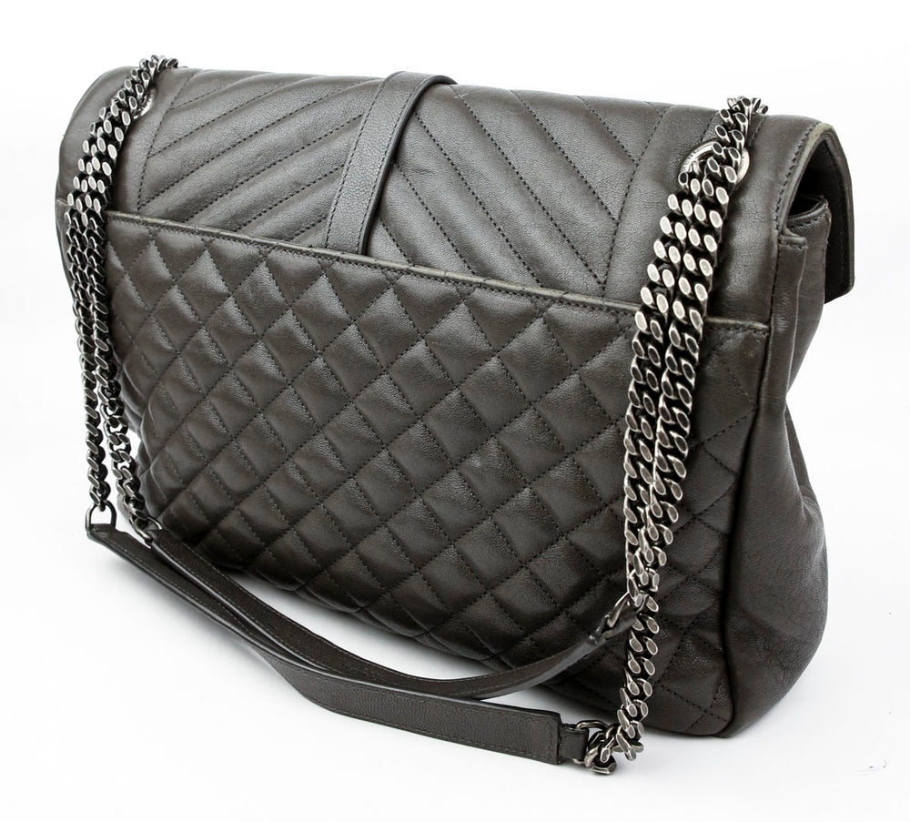 Saint Laurent Gray Quilted Leather Shoulder Bag