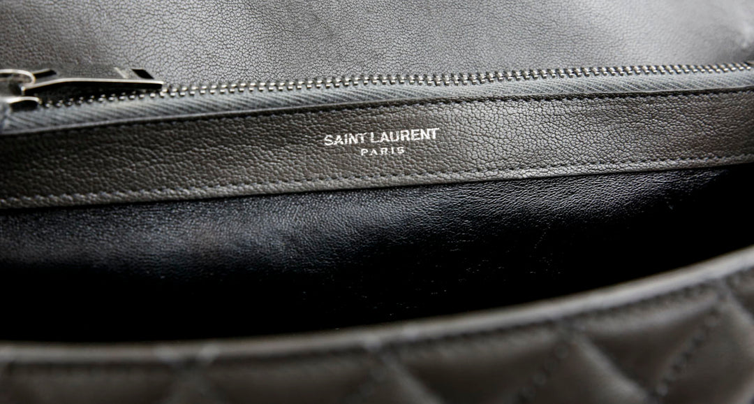 Saint Laurent Gray Quilted Leather Shoulder Bag